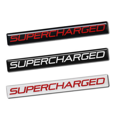 Supercharged Engine Type Aluminum Badges 