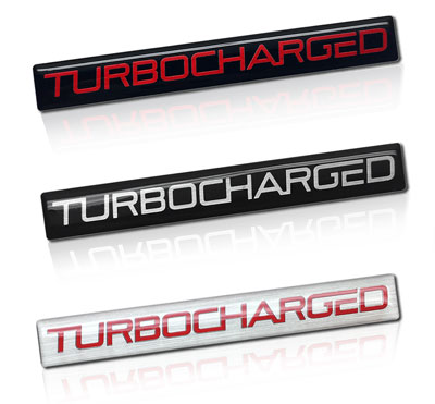 Turbocharged Engine Type Aluminum Badges 