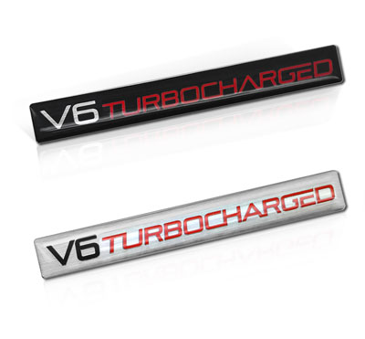 V6 Turbocharged Engine Type Aluminum Badges 