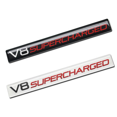 V8 Supercharged Engine Type Aluminum Badges 