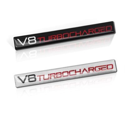 V8 Turbocharged Engine Type Aluminum Badges 