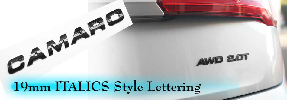 19mm ITALICS Style Gloss Black OEM Quality Lettering 