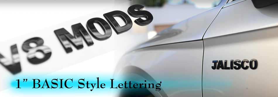 1" BASIC Style Gloss Black OEM Quality Lettering 